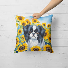 Load image into Gallery viewer, Japanese Chin in Sunflowers Throw Pillow