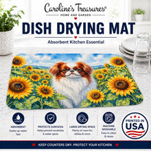 Load image into Gallery viewer, Japanese Chin in Sunflowers Dish Drying Mat Absorbent Dish Drying Mat Pad for Kitchen Counter Dish Drainer Mat for Countertop, 14 x 21", Multicolor