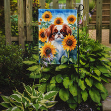 Load image into Gallery viewer, Japanese Chin in Sunflowers Garden Flag – Bright Dog-Themed Yard Decor