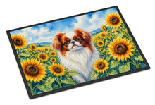 Load image into Gallery viewer, Japanese Chin in Sunflowers Doormat Front Door Mat Indoor Outdoor Rugs for Entryway, Non Slip Washable Low Pile, 24H X 36W