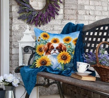 Load image into Gallery viewer, Japanese Chin in Sunflowers Throw Pillow