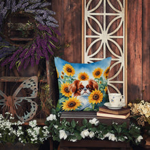Load image into Gallery viewer, Japanese Chin in Sunflowers Throw Pillow