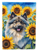 Load image into Gallery viewer, Keeshond in Sunflowers House Flag