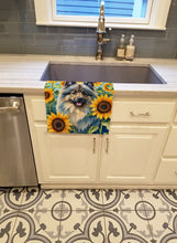 Load image into Gallery viewer, Keeshond in Sunflowers Kitchen Towel