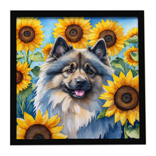 Load image into Gallery viewer, Keeshond in Sunflowers Framed Metal Print