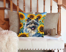 Load image into Gallery viewer, Keeshond in Sunflowers Throw Pillow - 14x14 Decorative Pillow – Art for Your Home &amp; Patio