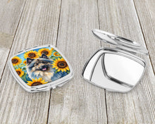 Load image into Gallery viewer, Keeshond in Sunflowers Compact Mirror – Stylish Purse Mirror with Artistic Covers