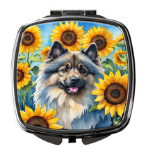Load image into Gallery viewer, Keeshond in Sunflowers Compact Mirror – Stylish Purse Mirror with Artistic Covers