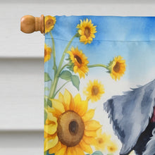 Load image into Gallery viewer, Kerry Blue Terrier in Sunflowers House Flag