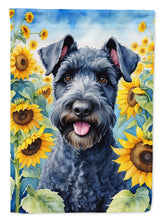 Load image into Gallery viewer, Kerry Blue Terrier in Sunflowers House Flag