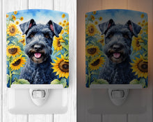 Load image into Gallery viewer, Kerry Blue Terrier in Sunflowers Ceramic Night Light