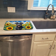 Load image into Gallery viewer, Kerry Blue Terrier in Sunflowers Dish Drying Mat Absorbent Dish Drying Mat Pad for Kitchen Counter Dish Drainer Mat for Countertop, 14 x 21", Multicolor