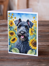 Load image into Gallery viewer, Kerry Blue Terrier in Sunflowers Greeting Cards - Blank Note Cards – 8-Pack of Artist-Designed Cards with Envelopes