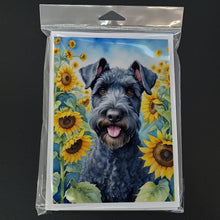 Load image into Gallery viewer, Kerry Blue Terrier in Sunflowers Greeting Cards - Blank Note Cards – 8-Pack of Artist-Designed Cards with Envelopes