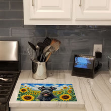 Load image into Gallery viewer, Kerry Blue Terrier in Sunflowers Cutting Board Tempered Glass Kitchen Cutting Surface, Heat Resistant Chopping Board with Non-Slip Feet, Decorative Food Prep &amp; Serving