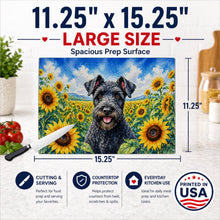 Load image into Gallery viewer, Kerry Blue Terrier in Sunflowers Cutting Board Tempered Glass Kitchen Cutting Surface, Heat Resistant Chopping Board with Non-Slip Feet, Decorative Food Prep &amp; Serving
