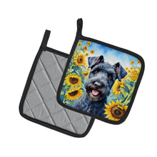 Load image into Gallery viewer, Kerry Blue Terrier in Sunflowers Pot Holders - Set of 2 Decorative Kitchen Helpers | Made in the USA