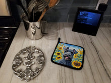 Load image into Gallery viewer, Kerry Blue Terrier in Sunflowers Pot Holders - Set of 2 Decorative Kitchen Helpers | Made in the USA