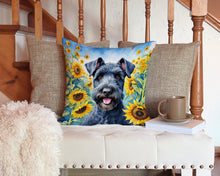 Load image into Gallery viewer, Kerry Blue Terrier in Sunflowers Throw Pillow - 14x14 Decorative Pillow – Art for Your Home &amp; Patio