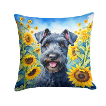 Load image into Gallery viewer, Kerry Blue Terrier in Sunflowers Throw Pillow - 14x14 Decorative Pillow – Art for Your Home &amp; Patio