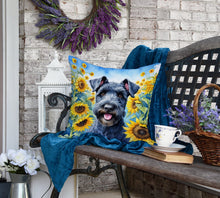 Load image into Gallery viewer, Kerry Blue Terrier in Sunflowers Throw Pillow