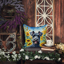 Load image into Gallery viewer, Kerry Blue Terrier in Sunflowers Throw Pillow