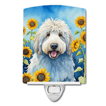Load image into Gallery viewer, Komondor in Sunflowers Ceramic Night Light