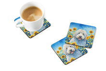 Load image into Gallery viewer, Komondor in Sunflowers Coasters - Set of 4 Lightweight Foam, Absorbent Drink Coasters