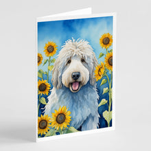 Load image into Gallery viewer, Komondor in Sunflowers Greeting Cards - Blank Note Cards – 8-Pack of Artist-Designed Cards with Envelopes