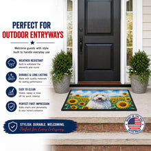 Load image into Gallery viewer, Komondor in Sunflowers Doormat Front Door Mat Indoor Outdoor Rugs for Entryway, Non Slip Washable Low Pile, 18H X 27W