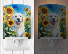 Load image into Gallery viewer, Kuvasz in Sunflowers Ceramic Night Light