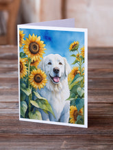 Load image into Gallery viewer, Kuvasz in Sunflowers Greeting Cards - Blank Note Cards – 8-Pack of Artist-Designed Cards with Envelopes