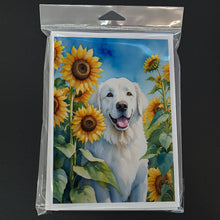 Load image into Gallery viewer, Kuvasz in Sunflowers Greeting Cards - Blank Note Cards – 8-Pack of Artist-Designed Cards with Envelopes
