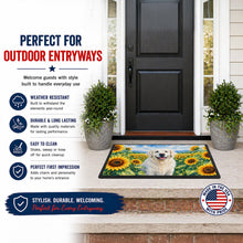 Load image into Gallery viewer, Kuvasz in Sunflowers Doormat Front Door Mat Indoor Outdoor Rugs for Entryway, Non Slip Washable Low Pile, 18H X 27W