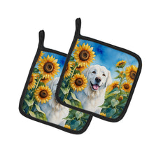 Load image into Gallery viewer, Kuvasz in Sunflowers Pot Holders - Set of 2 Decorative Kitchen Helpers | Made in the USA