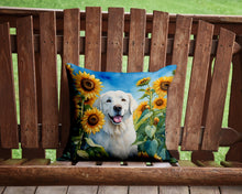 Load image into Gallery viewer, Kuvasz in Sunflowers Throw Pillow - 14x14 Decorative Pillow – Art for Your Home &amp; Patio