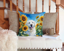 Load image into Gallery viewer, Kuvasz in Sunflowers Throw Pillow - 14x14 Decorative Pillow – Art for Your Home &amp; Patio