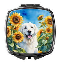 Load image into Gallery viewer, Kuvasz in Sunflowers Compact Mirror – Stylish Purse Mirror with Artistic Covers