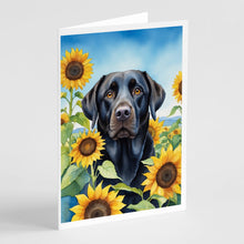 Load image into Gallery viewer, Labrador Retriever in Sunflowers Greeting Cards - Blank Note Cards – 8-Pack of Artist-Designed Cards with Envelopes