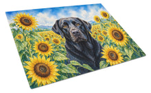 Load image into Gallery viewer, Labrador Retriever in Sunflowers Cutting Board Tempered Glass Kitchen Cutting Surface, Heat Resistant Chopping Board with Non-Slip Feet, Decorative Food Prep &amp; Serving