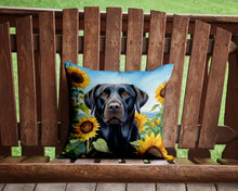 Load image into Gallery viewer, Labrador Retriever in Sunflowers Throw Pillow - 14x14 Decorative Pillow – Art for Your Home &amp; Patio