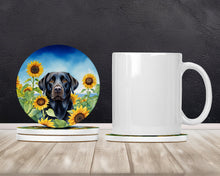 Load image into Gallery viewer, Labrador Retriever in Sunflowers Large Sandstone Coasters Pack of 4