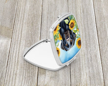 Load image into Gallery viewer, Labrador Retriever in Sunflowers Compact Mirror – Stylish Purse Mirror with Artistic Covers