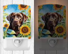 Load image into Gallery viewer, Labrador Retriever in Sunflowers Ceramic Night Light