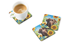 Load image into Gallery viewer, Labrador Retriever in Sunflowers Coasters - Set of 4 Lightweight Foam, Absorbent Drink Coasters