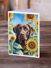 Load image into Gallery viewer, Labrador Retriever in Sunflowers Greeting Cards - Blank Note Cards – 8-Pack of Artist-Designed Cards with Envelopes