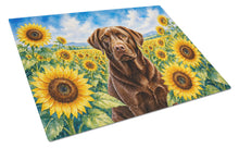 Load image into Gallery viewer, Labrador Retriever in Sunflowers Cutting Board Tempered Glass Kitchen Cutting Surface, Heat Resistant Chopping Board with Non-Slip Feet, Decorative Food Prep &amp; Serving
