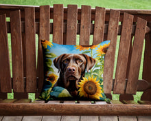 Load image into Gallery viewer, Labrador Retriever in Sunflowers Throw Pillow - 14x14 Decorative Pillow – Art for Your Home &amp; Patio