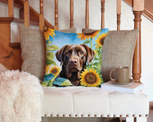 Load image into Gallery viewer, Labrador Retriever in Sunflowers Throw Pillow - 14x14 Decorative Pillow – Art for Your Home &amp; Patio