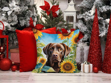 Load image into Gallery viewer, Labrador Retriever in Sunflowers Throw Pillow - 14x14 Decorative Pillow – Art for Your Home &amp; Patio